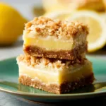 Delicious Lemon Oat Bars displayed on a wooden table, healthy snack.