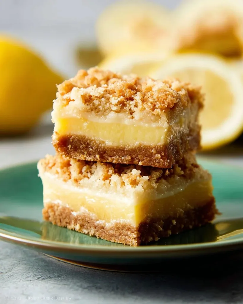 Delicious Lemon Oat Bars displayed on a wooden table, healthy snack.