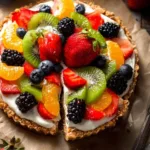 Delicious No-Bake Yogurt Tart topped with fresh berries and mint