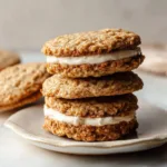 Homemade Oatmeal Cream Pies with creamy filling between soft cookies