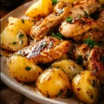 One-Pan Garlic Butter Chicken served with crispy potatoes