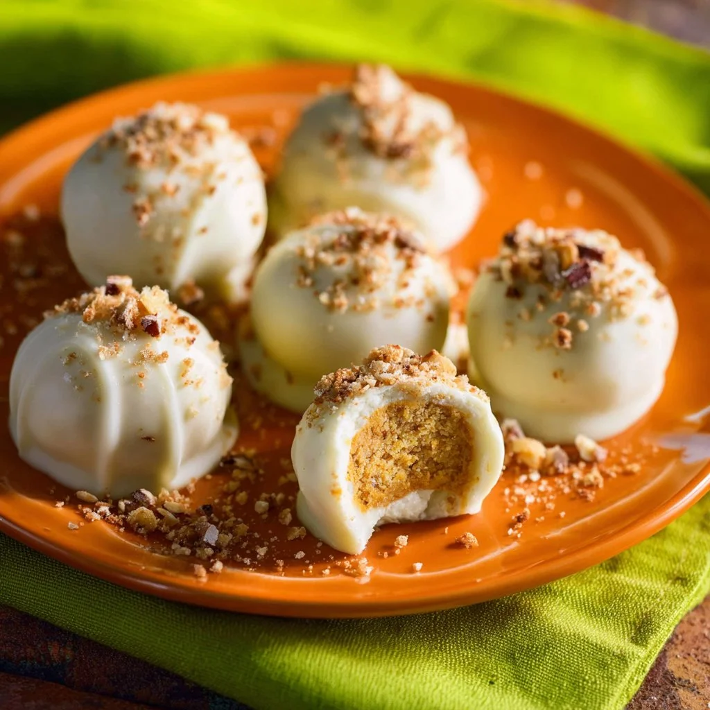 Delicious pumpkin spice truffles decorated with autumn spices and chocolate