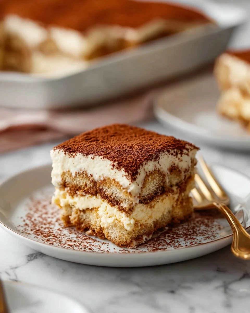 Delicious homemade tiramisu layered with coffee-soaked ladyfingers and mascarpone cream