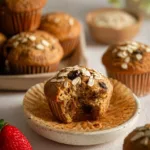 Freshly baked whole wheat oat muffins on a cooling rack