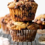 Delicious banana chocolate chip muffins with cinnamon streusel topping