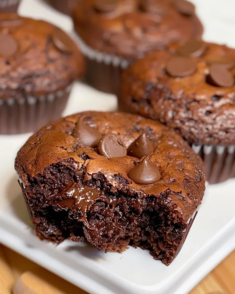 Deliciously moist brownie muffins with chocolate chips and a rich texture.