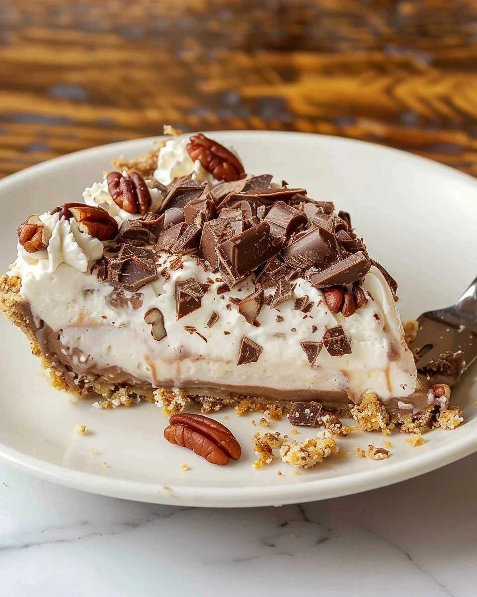 Delicious Chocolate Vanilla Cream Pie with whipped cream topping