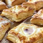 Freshly baked Cream Cheese Danishes with rich cream filling