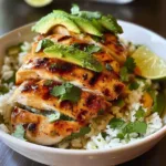 Delicious Honey Lime Chicken served with avocado rice