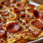 Crispy Pizza Chips topped with pepperoni and melted cheese