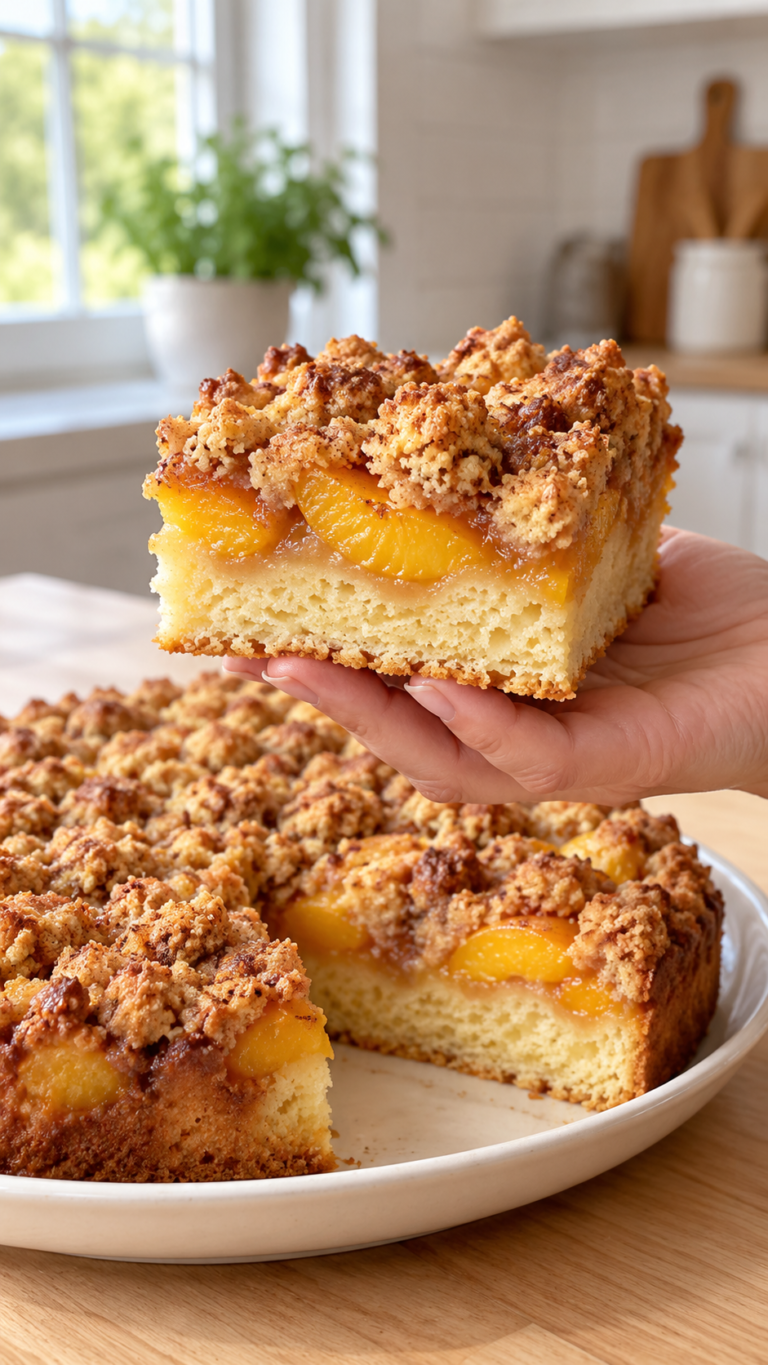 Gluten-Free Peach Crumb Cake | DayTasty