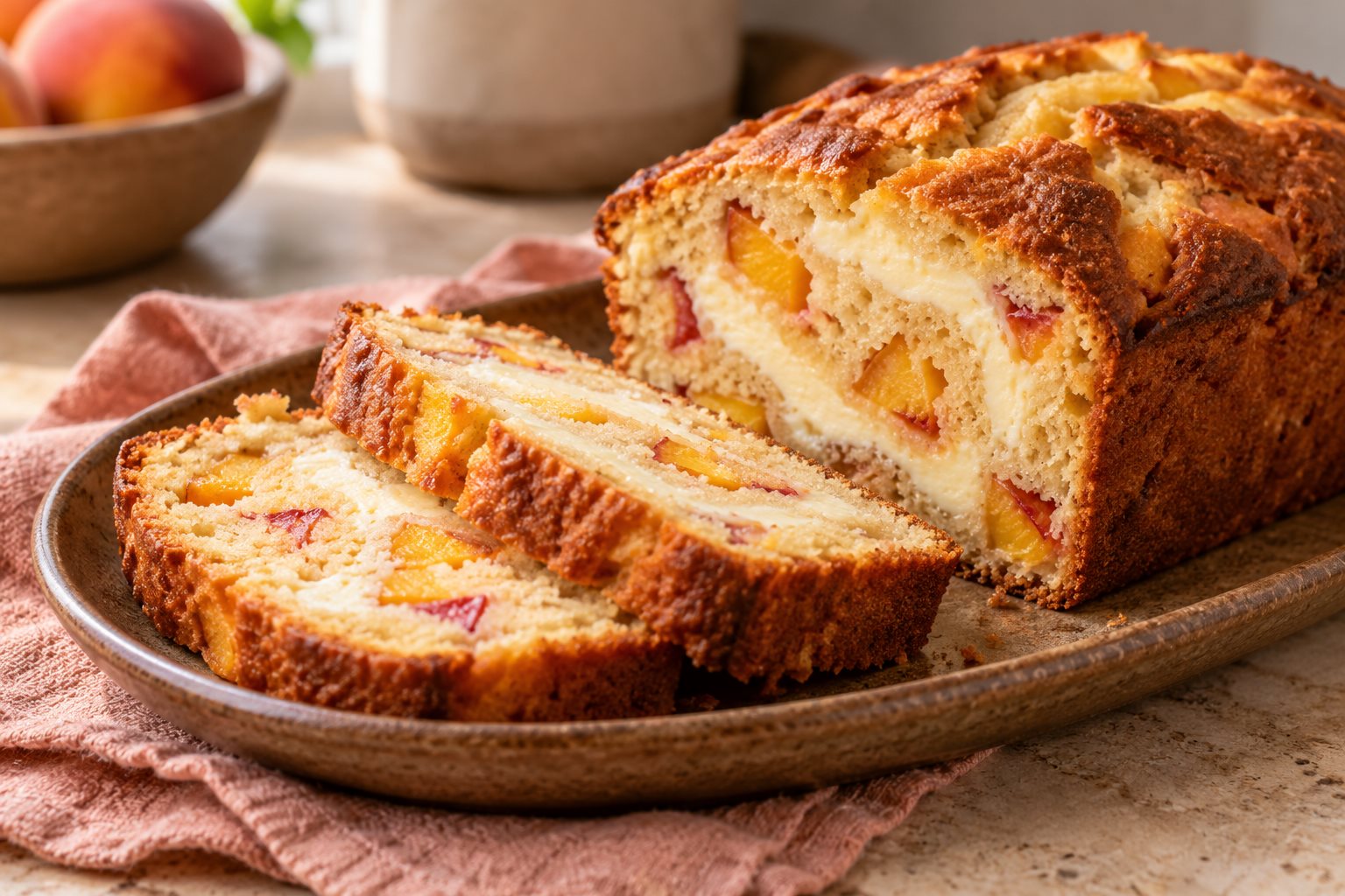 Gluten-Free Cheesecake Swirl Peach Bread
