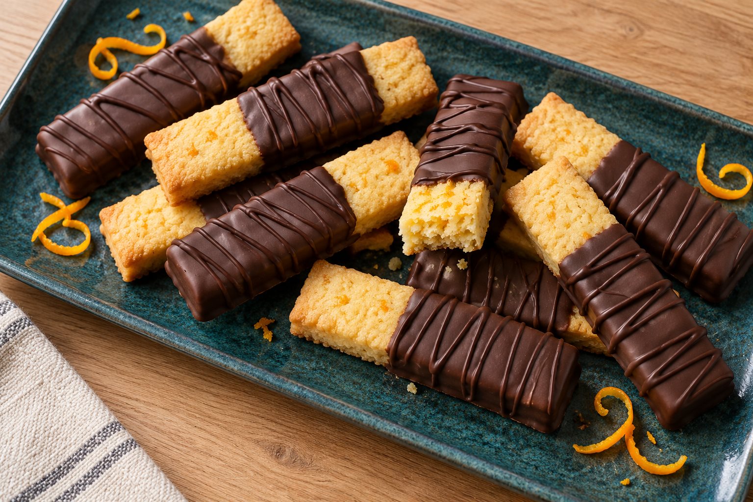 Gluten-Free Orange Shortbread Cookie Sticks showing the finished dessert and its texture